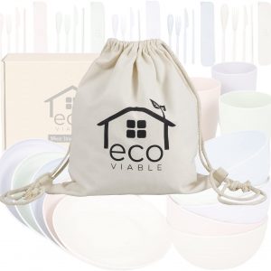 ECO VIABLE Dinner Set Canvas Carry Bag Rucksack