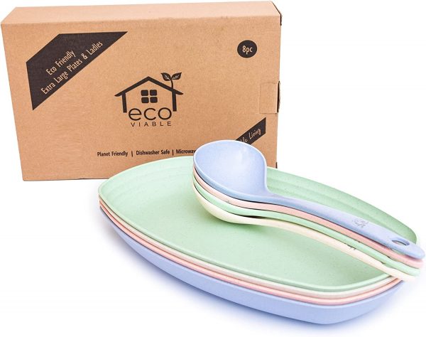 ECO VIABLE Dinner Plates Extra Large with Ladles